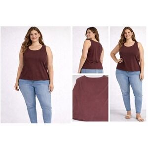A New Day Womens Sleeveless Tank Top Brown XX-Large 2X NWT Casual Basic